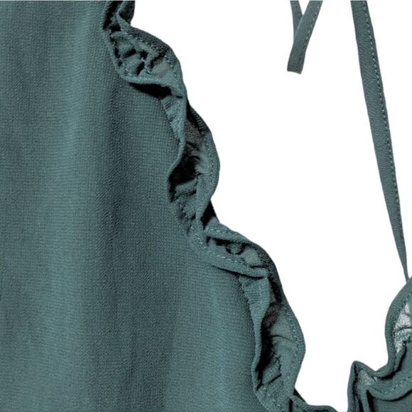 NWT LULUS Pour the Champagne Emerald Green Ruffled Backless Maxi Dress - Picture 3 of 10